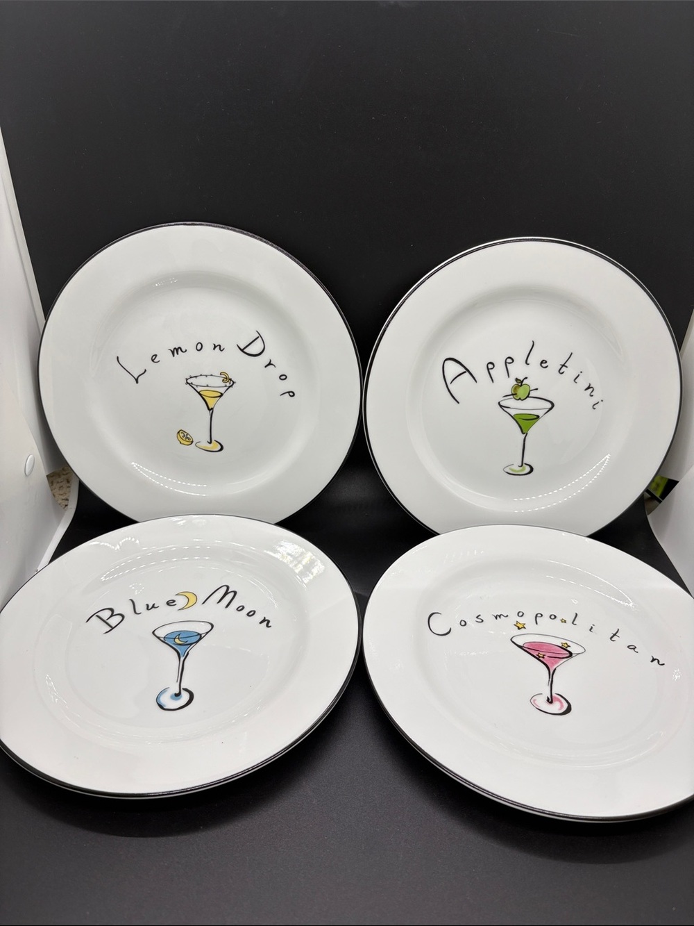 Pottery Barn White Cocktail Dinner Plates (Set of 4). MARTINI